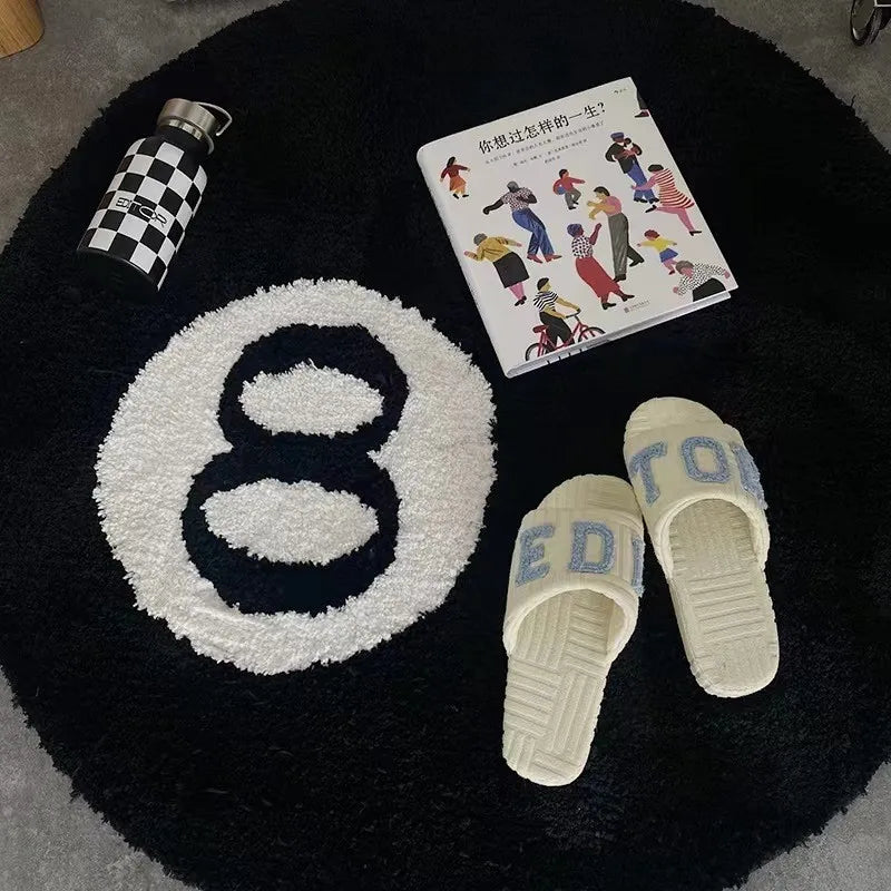Halloween Magic 8-Ball Round Tufted Rug – Spooky Horror Movie Room Decor