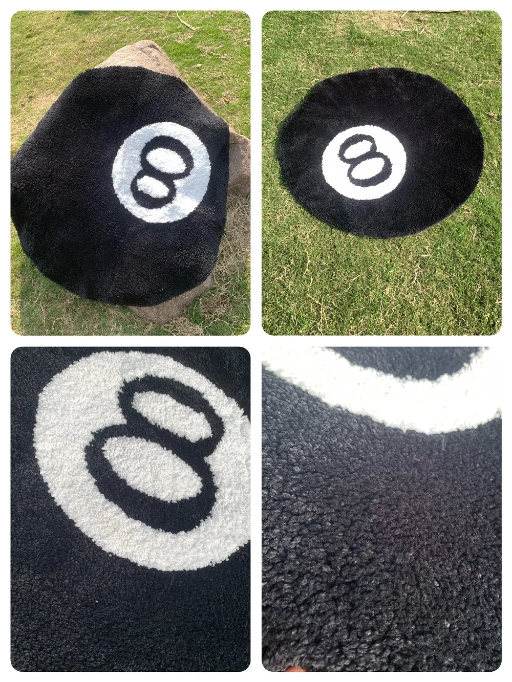 Halloween Magic 8-Ball Round Tufted Rug – Spooky Horror Movie Room Decor