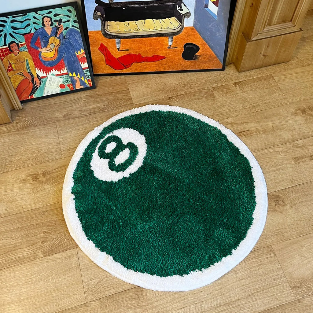 8-Ball Billiards Round Plush Rug