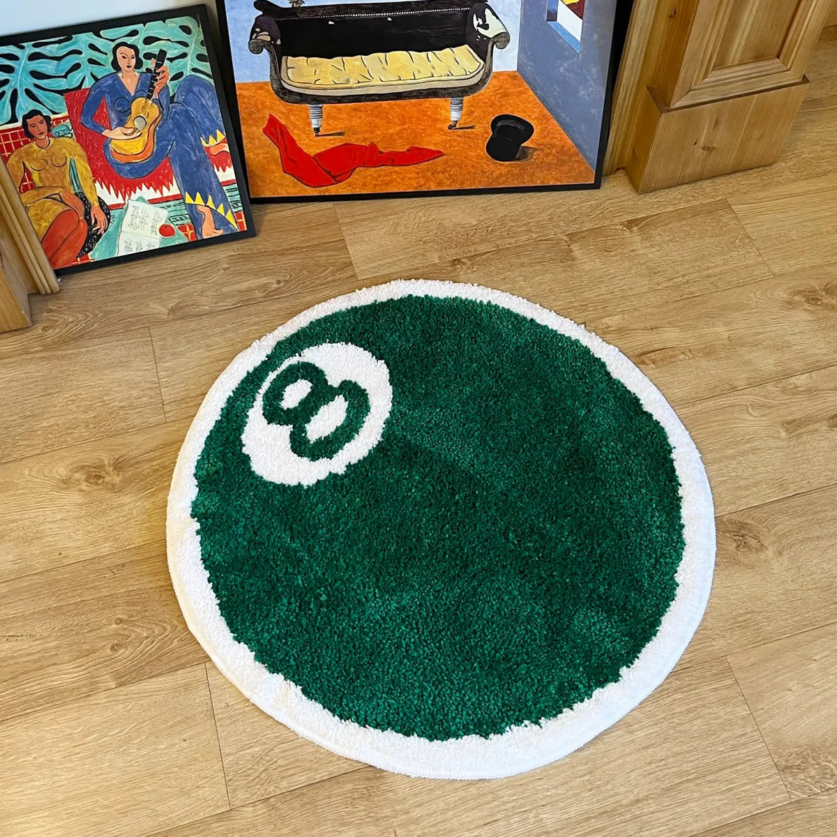8-Ball Billiards Round Plush Rug