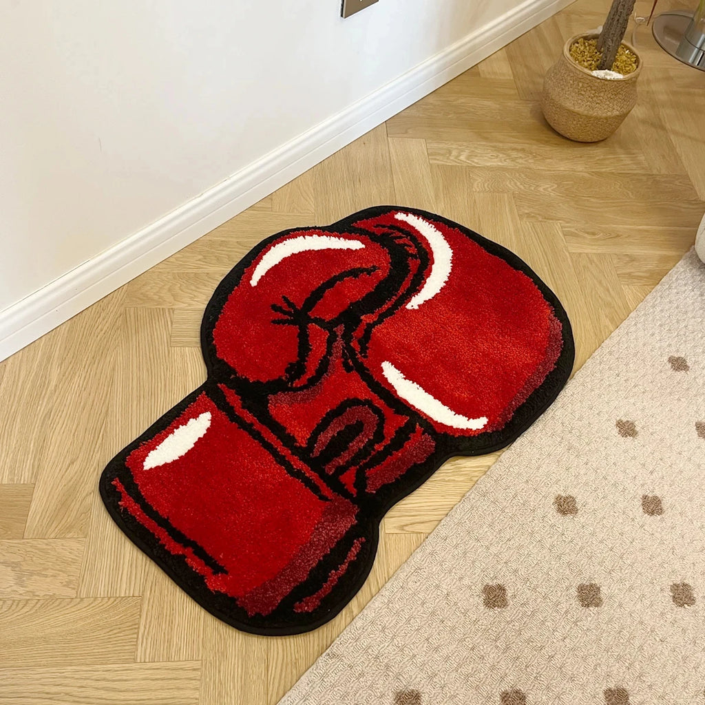 Boxing Gloves Fluffy Tufted Accent Rug