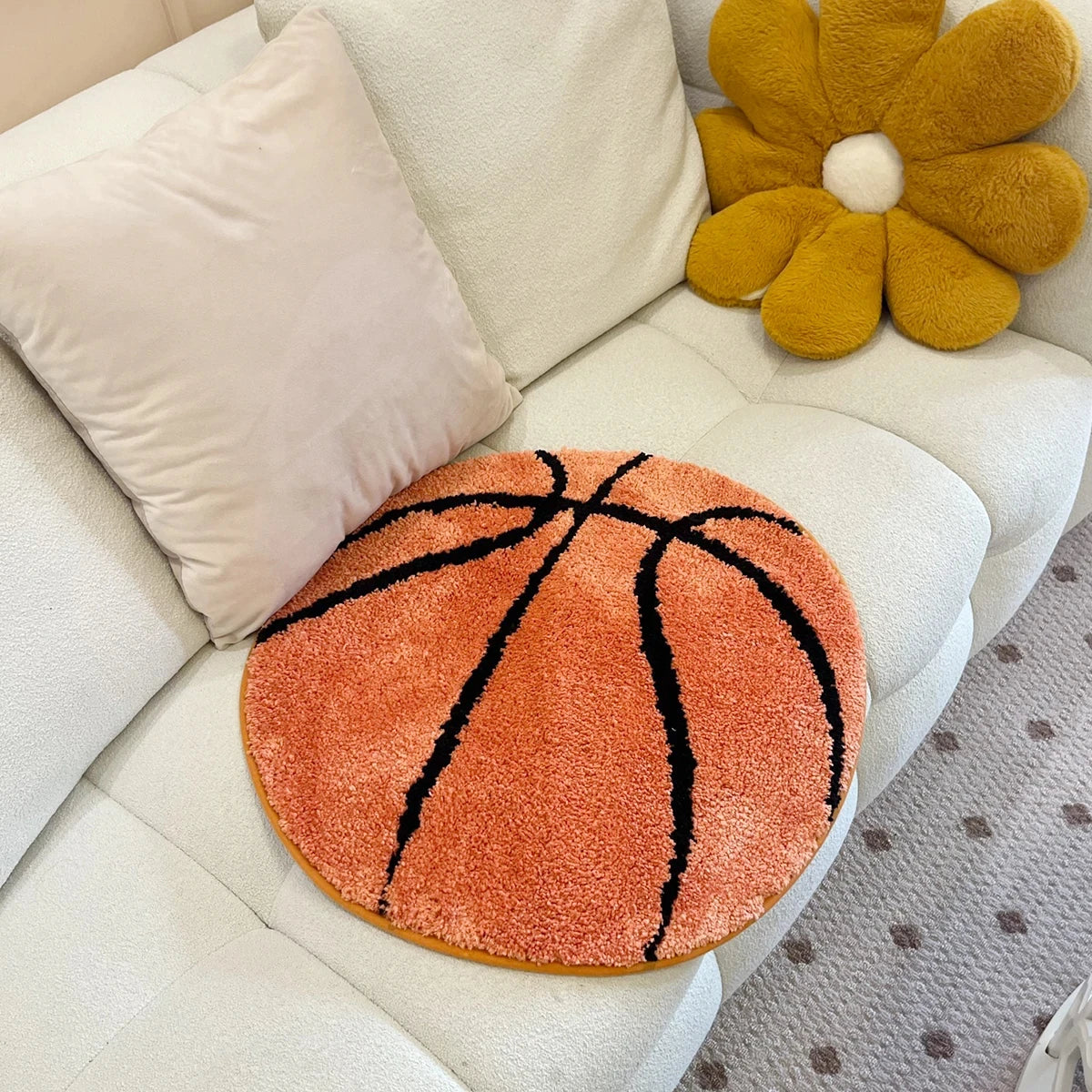 Basketball Tufted Rug – Handmade Sports-Themed Bedroom & Living Room Mat