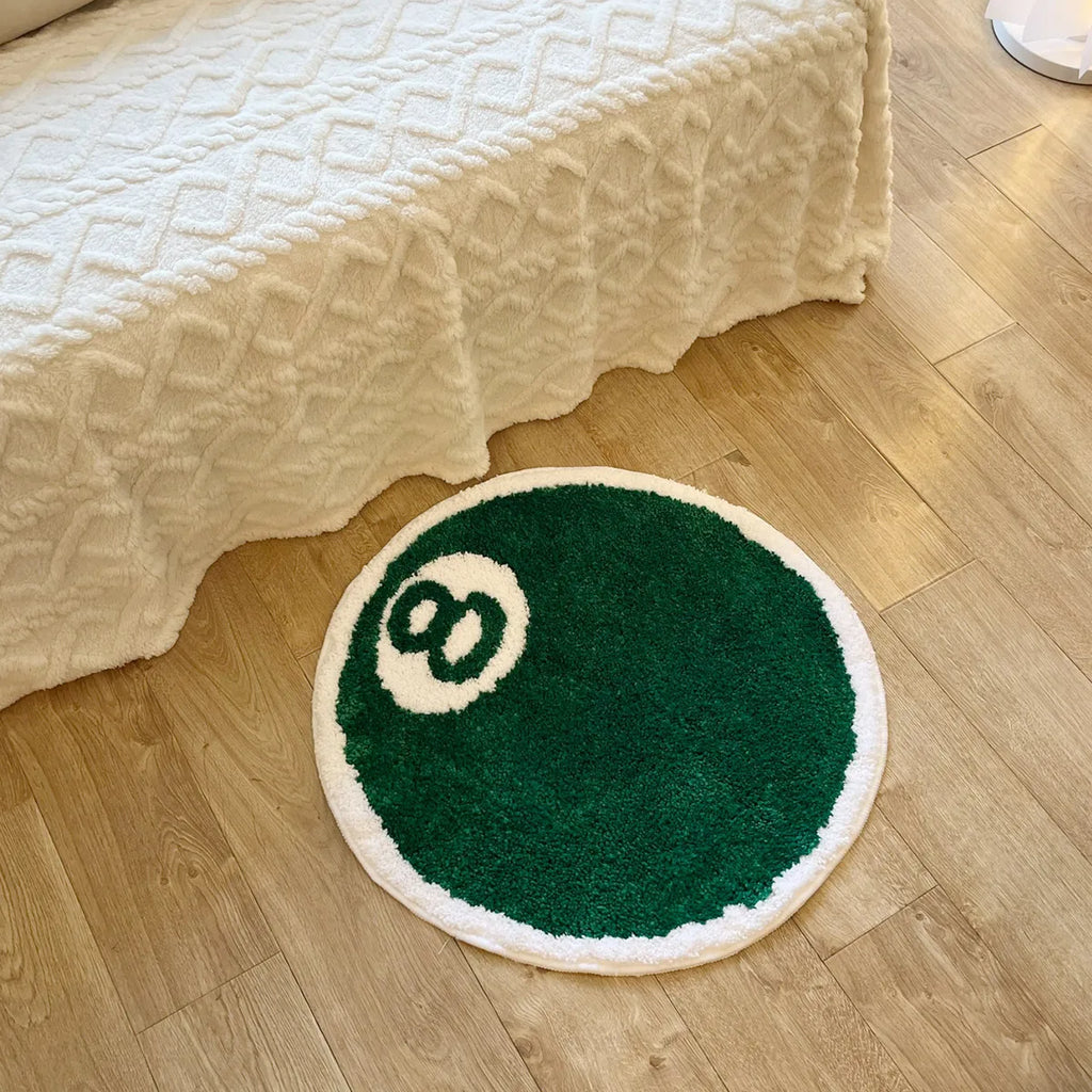 8-Ball Billiards Round Plush Rug