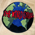 Planet Earth Round Plush Bedroom Rug