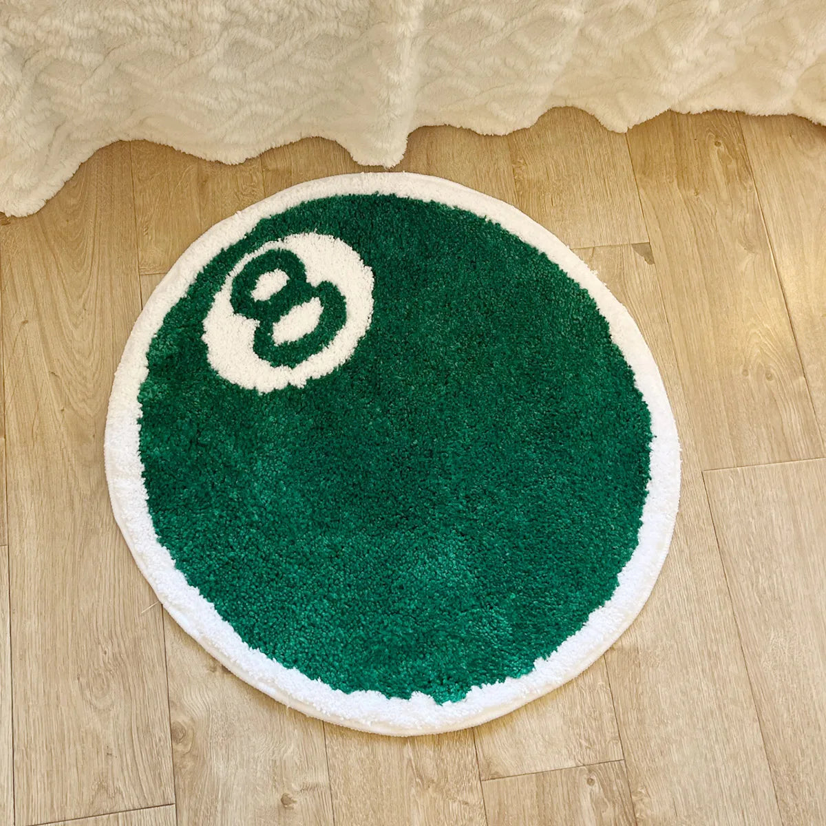8-Ball Billiards Round Plush Rug