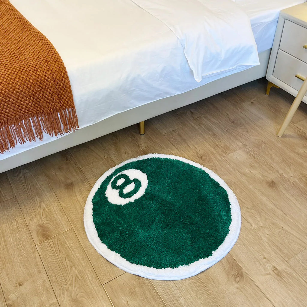 8-Ball Billiards Round Plush Rug