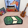 Cartoon Dollar Bill Tufted Rug – Money-Themed Aesthetic Bathroom Mat